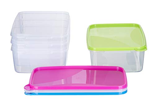 MiraHome Gefrierdosen 4x3L rechteckig bunt – Vorratsdosen mit Deckel luftdicht – Transparente Frischhaltedosen mit Deckel – Aufbewahrungsbox Küche für Mealprep & Organisation – Austrian Quality von MiraHome