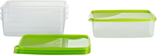 MiraHome Gefrierdosen 4x3L rechteckig grün – Vorratsdosen mit Deckel luftdicht – Transparente Frischhaltedosen mit Deckel – Aufbewahrungsbox Küche für Mealprep & Organisation – Austrian Quality von MiraHome