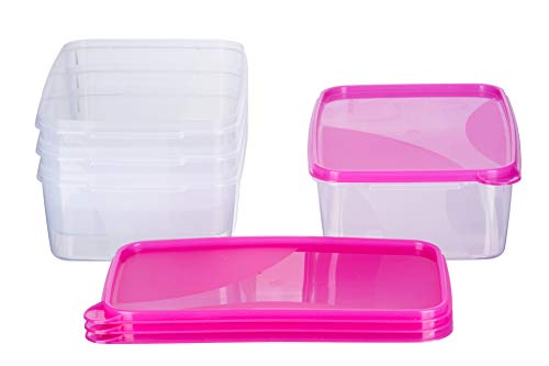 MiraHome Gefrierdosen 4x3L rechteckig pink – Vorratsdosen mit Deckel luftdicht – Transparente Frischhaltedosen – Aufbewahrungsbox Küche für Mealprep & Organisation – Austrian Quality von MiraHome