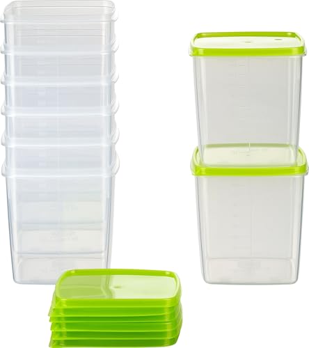 MiraHome Vorratsdosen Set 8x1L quadratisch grün – Perfekt zur Aufbewahrung & Organisation für Lebensmittel – Vorratsdosen mit Deckel Luftdicht – Gefrierdosen für Mealprep & Küche – Austrian Quality von MiraHome