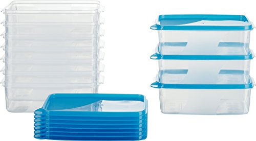 MiraHome Gefrierdosen 10x1L rechteckig blau – Vorratsdosen mit Deckel luftdicht – Transparente Frischhaltedosen mit Deckel – Aufbewahrungsbox Küche für Mealprep & Organisation – Austrian Quality von MiraHome