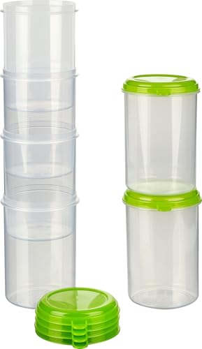 MiraHome Vorratsdosen Set 6x1L rund hoch grün – Perfekt zur Aufbewahrung & Organisation für Lebensmittel – Vorratsdosen mit Deckel Luftdicht – Gefrierdosen für Mealprep & Küche – Austrian Quality von MiraHome