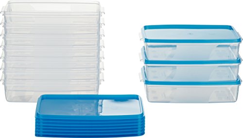 MiraHome Gefrierdosen 10x1L rechteckig blau – Vorratsdosen mit Deckel luftdicht – Transparente Frischhaltedosen mit Deckel – Aufbewahrungsbox Küche für Mealprep & Organisation – Austrian Quality von MiraHome