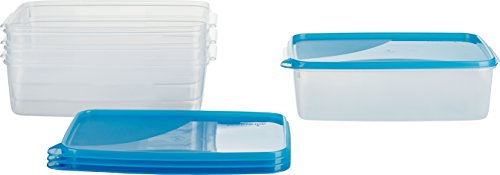 MiraHome Gefrierdosen 4x3L rechteckig blau – Vorratsdosen mit Deckel luftdicht – Transparente Frischhaltedosen mit Deckel – Aufbewahrungsbox Küche für Mealprep & Organisation – Austrian Quality von MiraHome