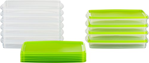 MiraHome Gefrierdosen 10x0,5L rechteckig Grün – Vorratsdosen mit Deckel luftdicht – Transparente Frischhaltedosen mit Deckel – Aufbewahrungsbox Küche für Mealprep & Organisation – Austrian Quality von MiraHome