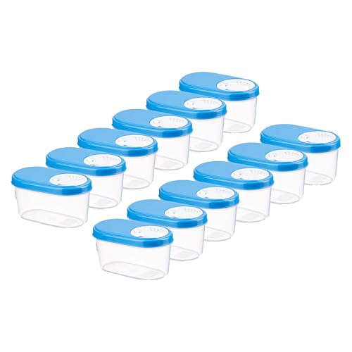 MiraHome Schüttdosen 0,14 12er Set Blau – Vorratsdosen mit Deckel luftdicht – Schüttdose für Gewürze & Lebensmittel – Frischhaltedosen mit Deckel – Aufbewahrungsbox mit Schüttfunktion von MiraHome