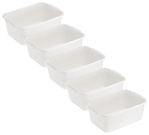 MiraHome Kunststoffwanne 5er Set 4L Granit – Universal einsetzbare Wanne aus BPA-freiem Kunststoff – Stapelbare Plastikwanne zur Aufbewahrung – Praktische Haushaltswanne – 28x20x11 cm von MiraHome