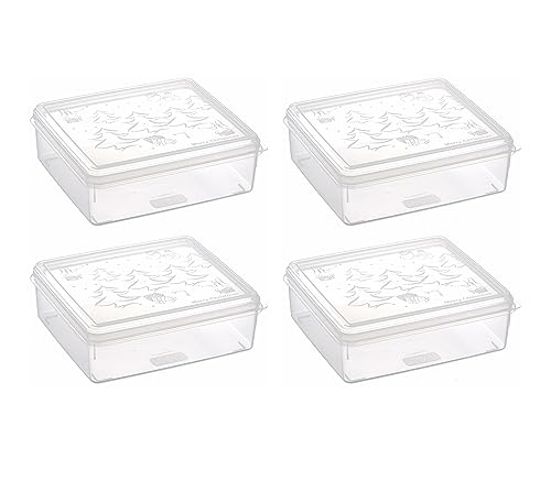 MiraHome Keksdosen 4er Set transparent mit Classic-Design 2,5L – Rechteckige Plätzchendosen – Ideal als Keksdose für Weihnachten – Plätzchendose für die Weihnachtszeit von MiraHome