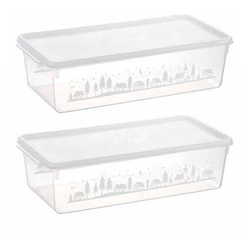MiraHome Keksdosen Plätzchendose 2er Set rechteckig 5l transparent mit Winterdorf-Design Austrian Quality von MiraHome