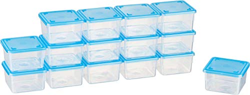 MiraHome Gefrierdosen Set 15x0,125L Rechteckig Durchsichtig Blau – Perfekt in der Küche zur Aufbewahrung & Organisation für Lebensmittel – Vorratsdosen mit Deckel Luftdicht – Austrian Quality von MiraHome