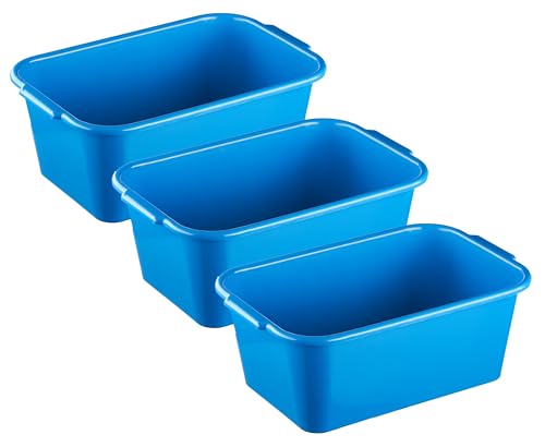 MiraHome Kunststoffwanne 3er Set 9L Blau – Universal einsetzbare Wanne aus BPA-freiem Kunststoff – Stapelbare Plastikwanne zur Aufbewahrung – Praktische Haushaltswanne – 35x24x14,5 cm von MiraHome