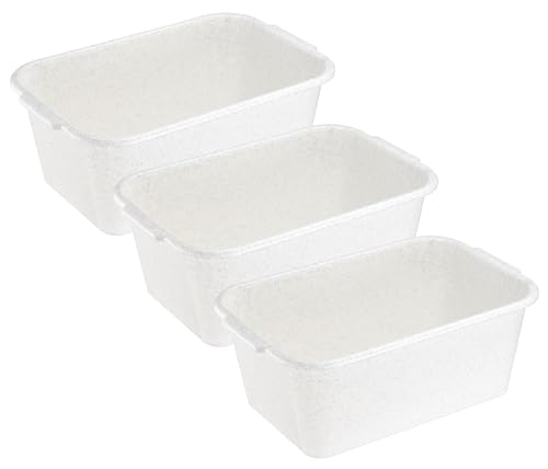 MiraHome Kunststoffwanne 3er Set 9L Granit – Universal einsetzbare Wanne aus BPA-freiem Kunststoff – Stapelbare Plastikwanne zur Aufbewahrung – Praktische Haushaltswanne – 35x24x14,5 cm von MiraHome