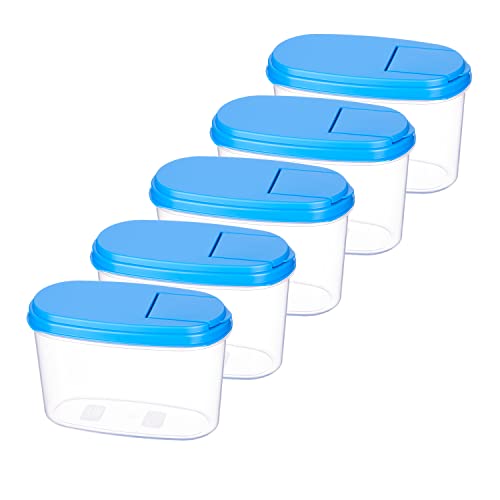 MiraHome Schüttdose für Müsli 1L 5er Set Blau – Vorratsdosen mit Deckel luftdicht – Frischhaltedosen mit Deckel – Aufbewahrungsbox Küche für Mealprep & Organisation von MiraHome