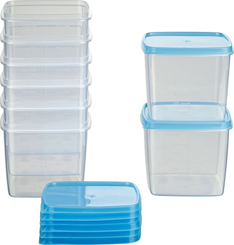 MiraHome Vorratsdosen Set 8x1L Durchsichtig Blau – Perfekt zur Aufbewahrung & Organisation für Lebensmittel – Vorratsdosen mit Deckel Luftdicht – Gefrierdosen für Mealprep & Küche – Austrian Quality von MiraHome