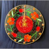 Granatapfel Obst Und Blüte Runde Mosaik Kunst Wanduhr Heilige Land Geschenk von Miraartstudioshop