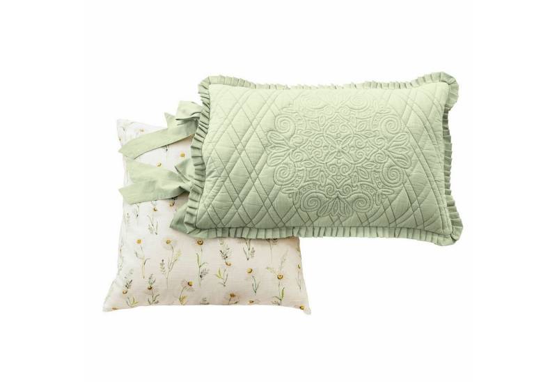 Mirabeau Kissenhülle Kissenhülle 2er Set Lentilly grün/weiß von Mirabeau