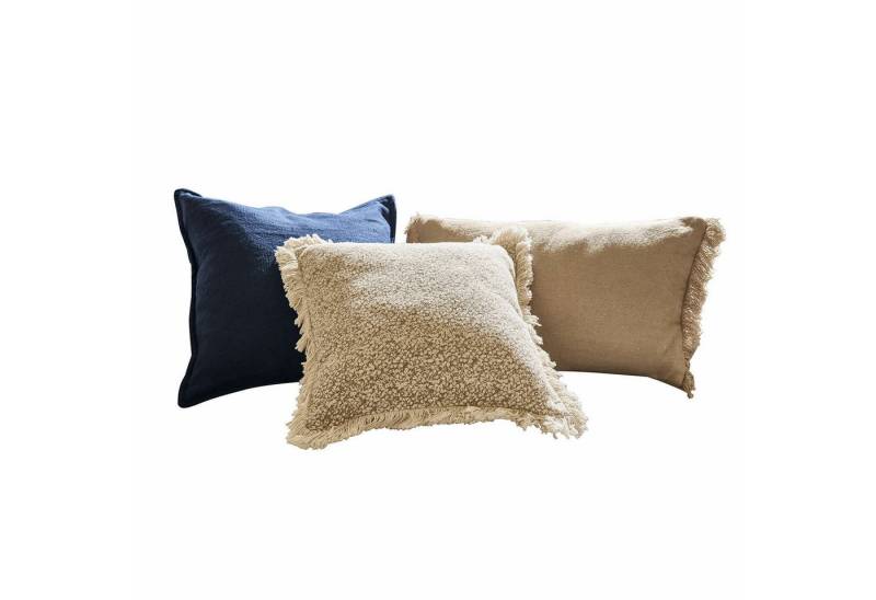 Kissenhülle Kissenhülle 3er Set Autrey beige/braun/blau, Mirabeau (3 Stück) von Mirabeau