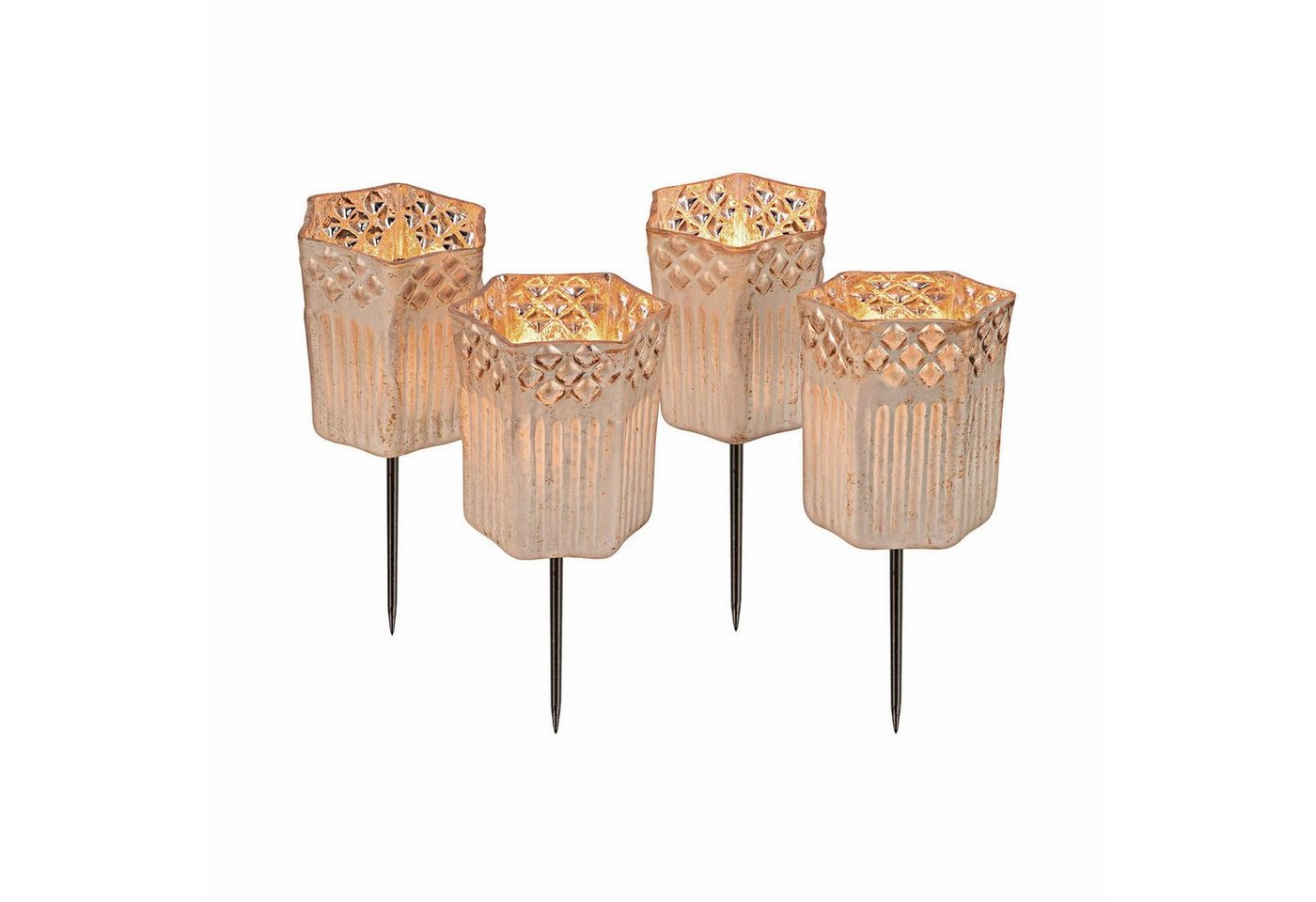 Mirabeau Windlicht Steckwindlicht 4er Set Fontain antiksilber von Mirabeau