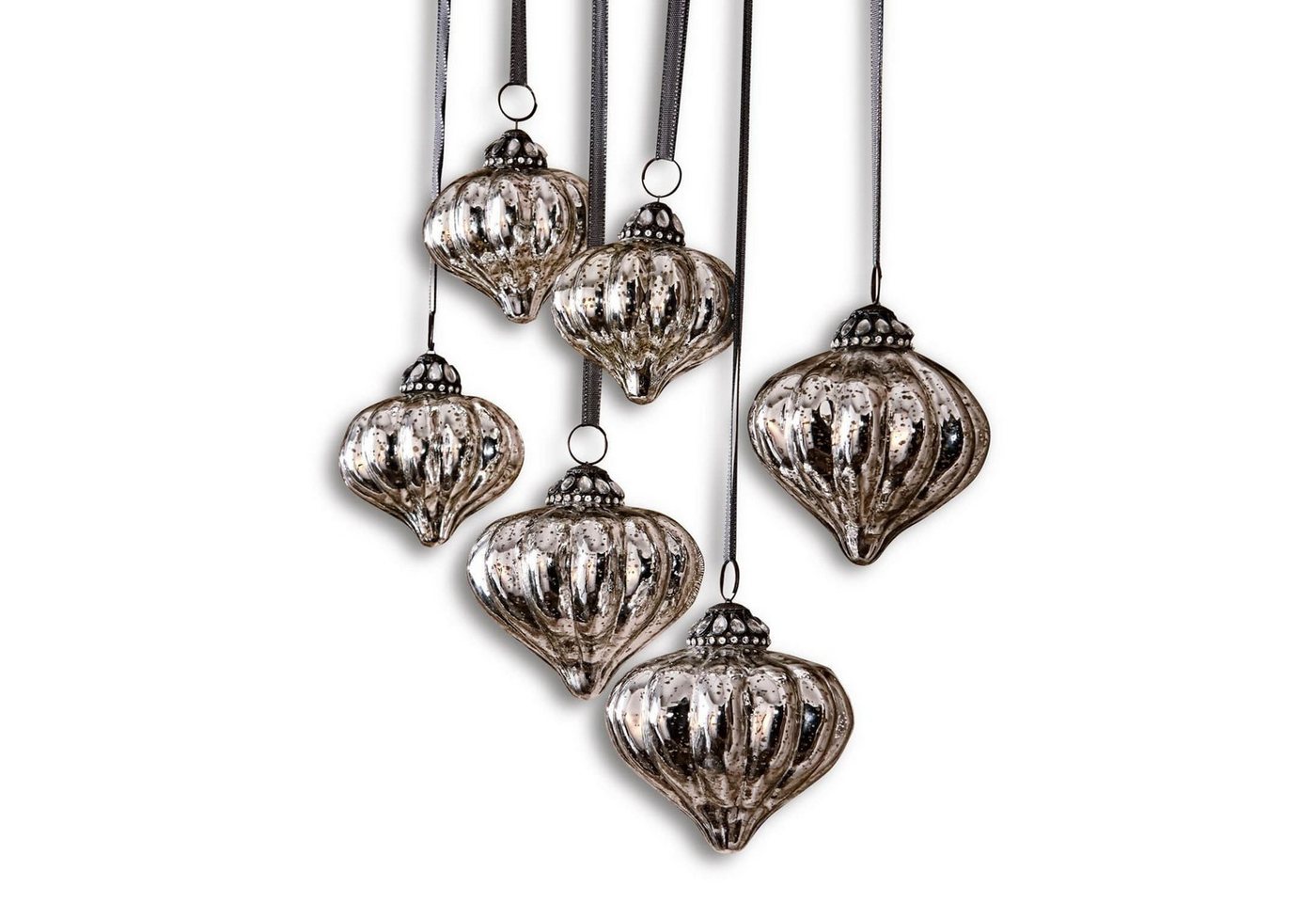 Mirabeau Christbaumschmuck Weihnachtsschmuck 6er Set Lauranne antiksilber, none von Mirabeau