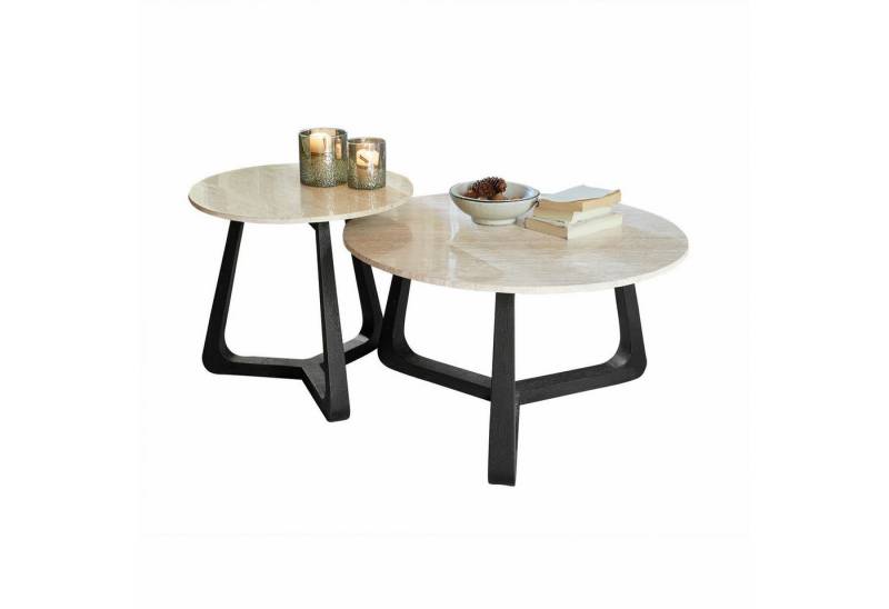 Mirabeau Couchtisch Couchtisch 2er Set Tressane creme/antikschwarz von Mirabeau