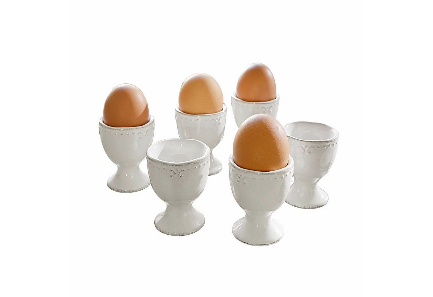 Mirabeau Geschirr-Set Eierbecher 6er Set Fontienne weiß, Steingut von Mirabeau