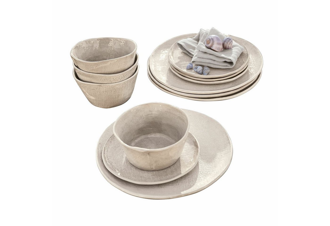 Mirabeau Geschirr-Set Geschirr 12er Set Luganville beige, Steinzeug von Mirabeau