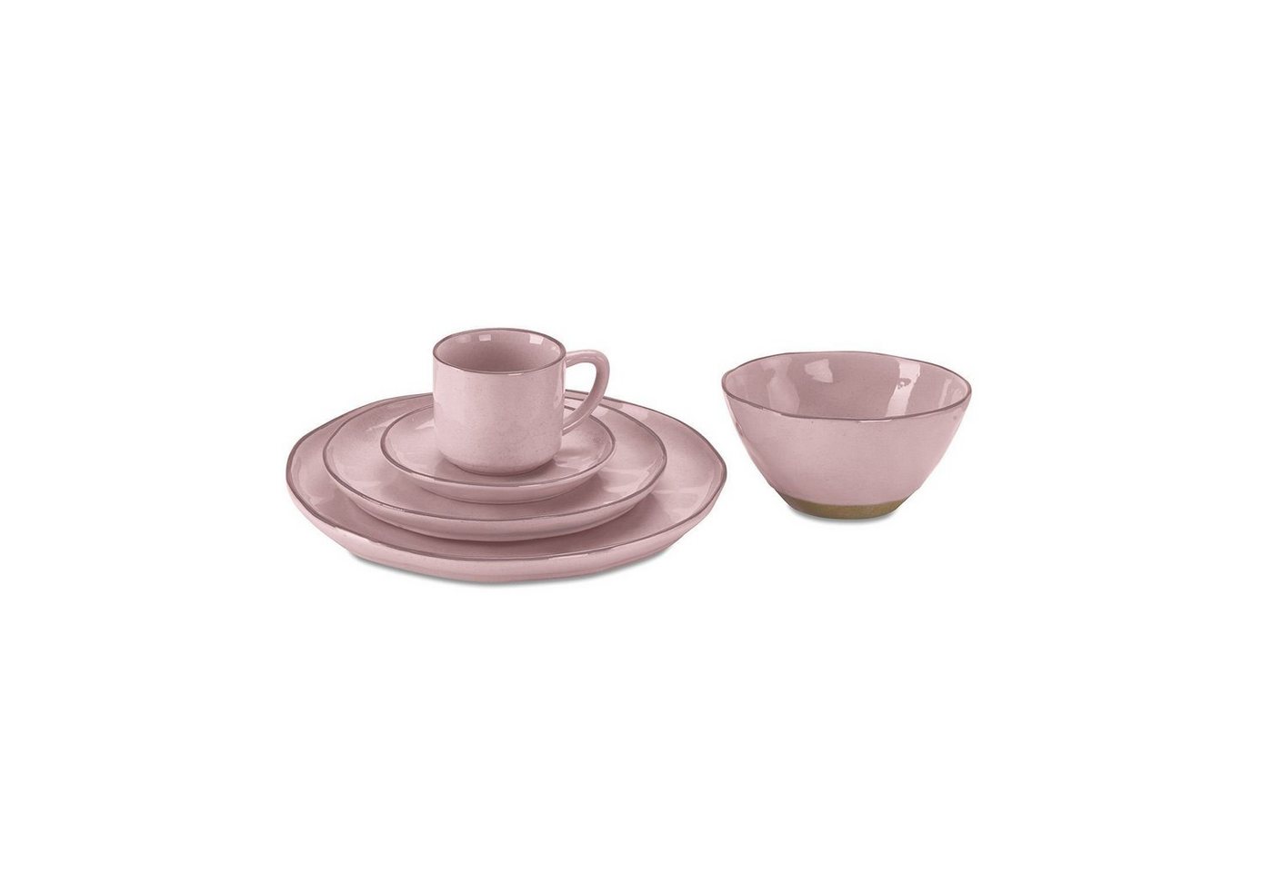 Mirabeau Geschirr-Set Geschirr 30er Set Biarré rosa, Steinzeug von Mirabeau