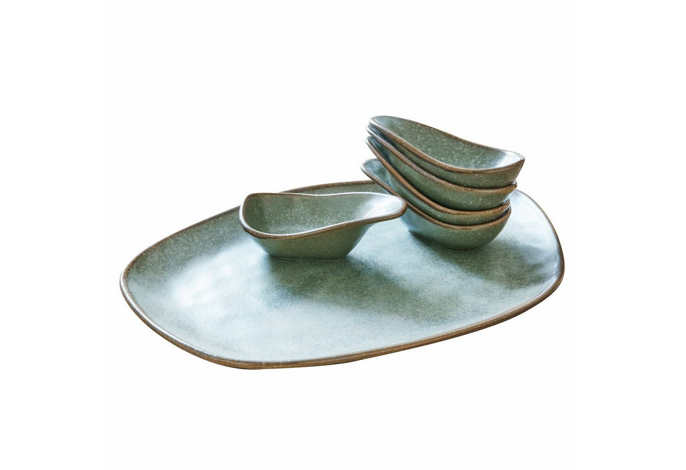 Mirabeau Geschirr-Set Servierschälchen 6er Set Biarré türkis/braun, Steinzeug von Mirabeau