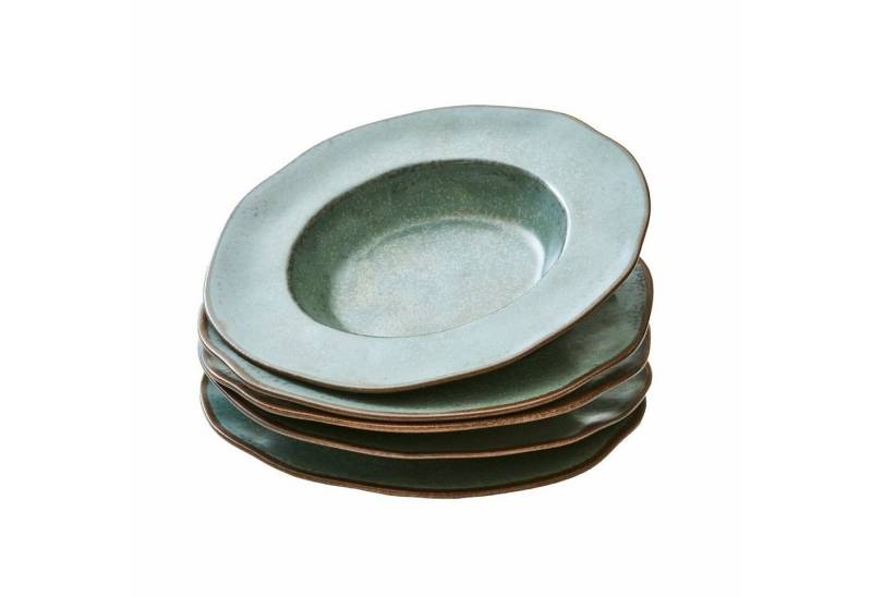 Mirabeau Geschirr-Set Suppenteller 6er Set Biarré türkis/braun, Steinzeug von Mirabeau