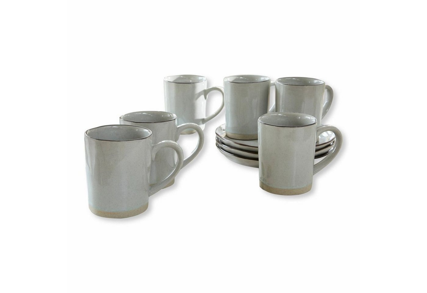 Mirabeau Geschirr-Set Tasse 6er Set Biarré grau, Steinzeug von Mirabeau