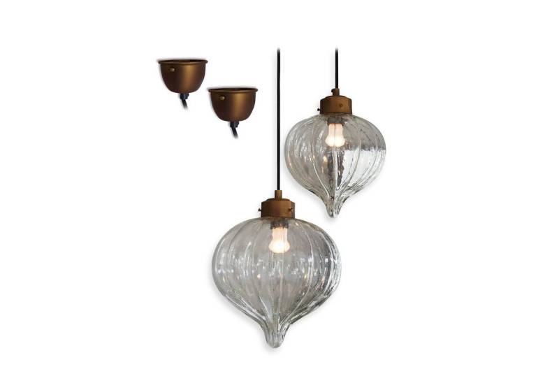 Mirabeau Hängeleuchten Hängelampe 2er Set Baisse klar/messing von Mirabeau