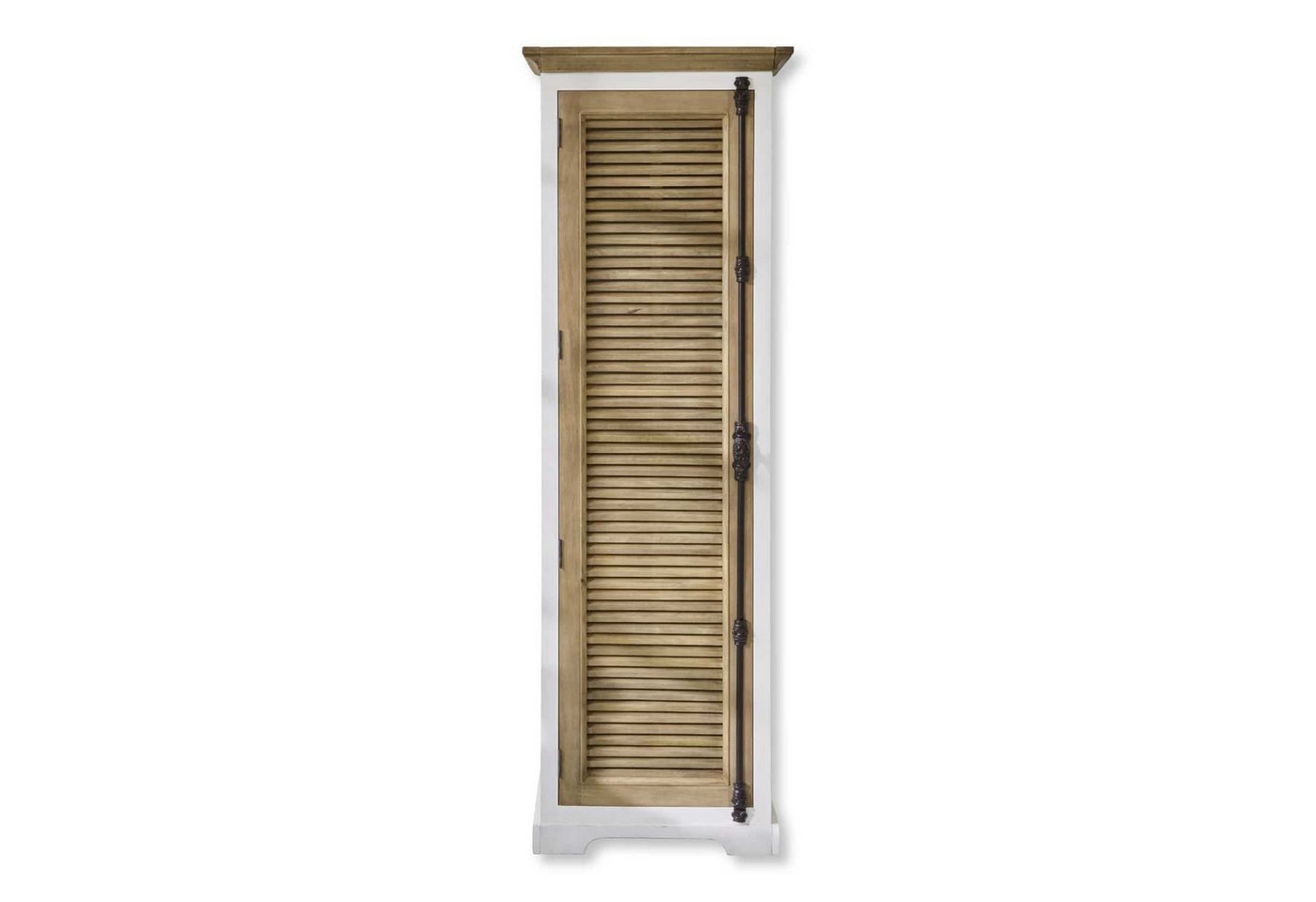 Mirabeau Hochschrank stilvoller Garderobenschrank Daviau aus Mangoholz mit Lamellentüren (handgefertigt, Kleiderstange & Ablage) Kleiderschrank, braun/weiß, B 60cm, H 180cm, T 60cm von Mirabeau