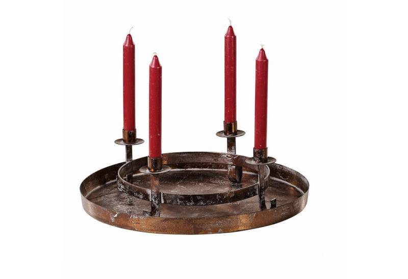 Mirabeau Kerzenständer Kerzenkranz mit Tablett Ivremont kupfer von Mirabeau