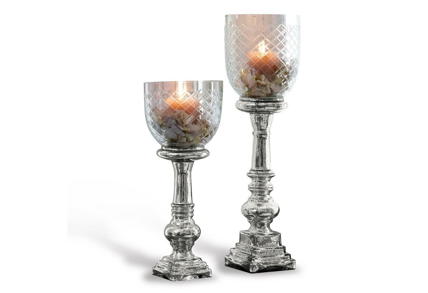 Mirabeau Kerzenständer Kerzenständer 2er Set Layci silber/klar von Mirabeau