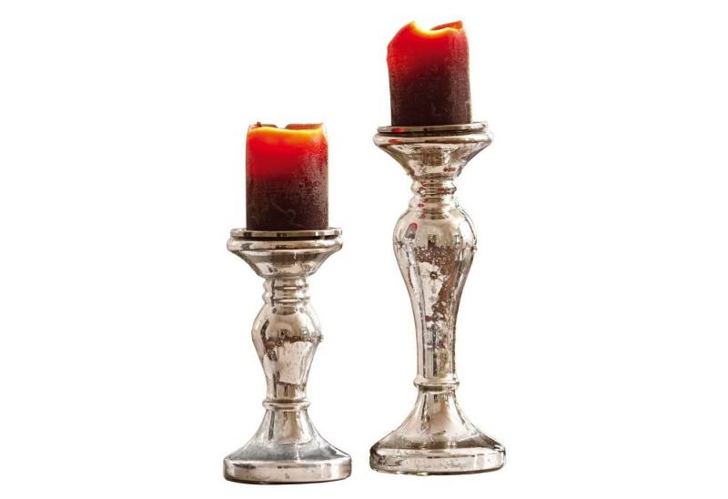 Mirabeau Kerzenständer Kerzenständer 2er Set Pauline antiksilber von Mirabeau