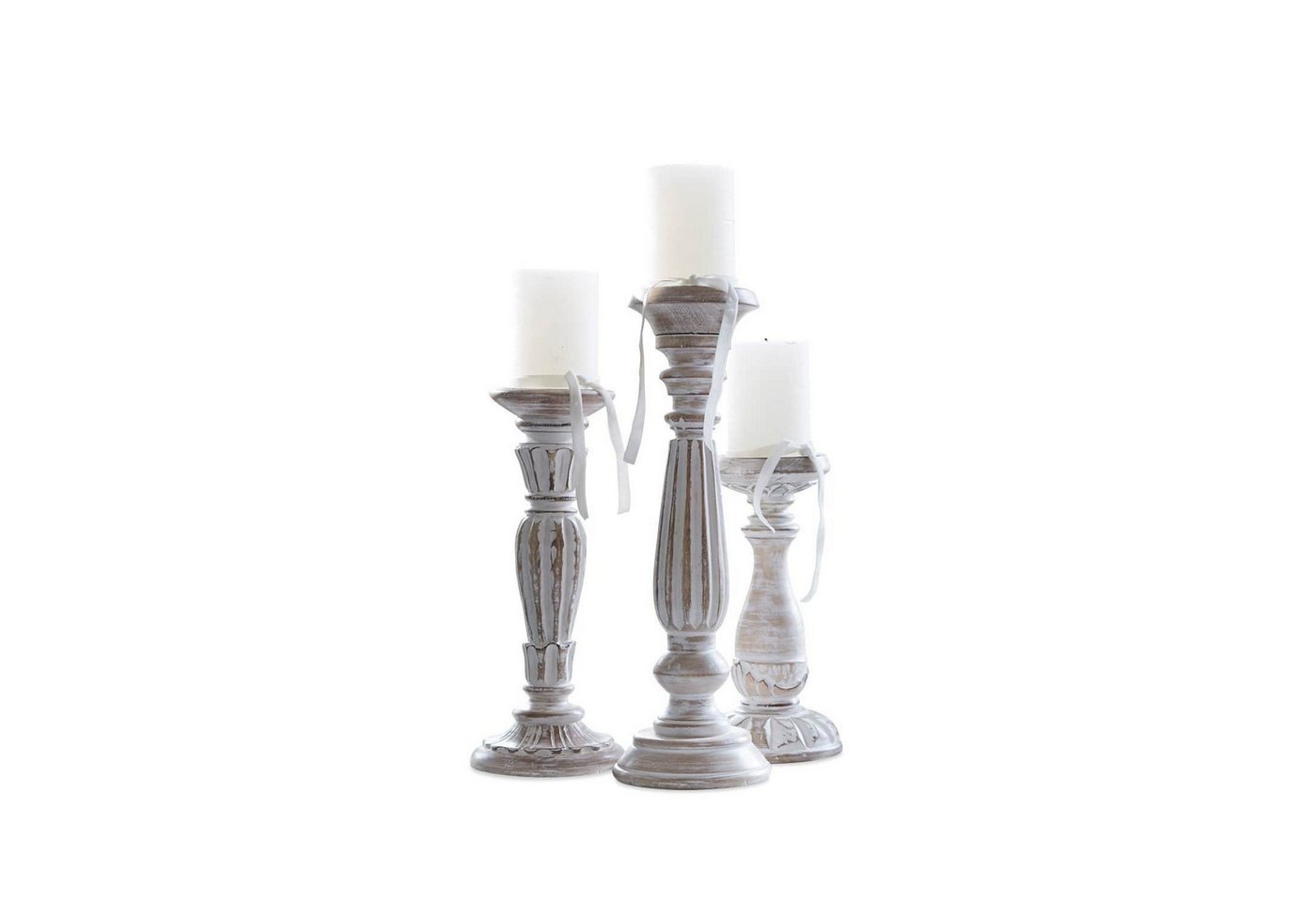 Mirabeau Kerzenständer Kerzenständer 3er Set Folligny antikweiß von Mirabeau