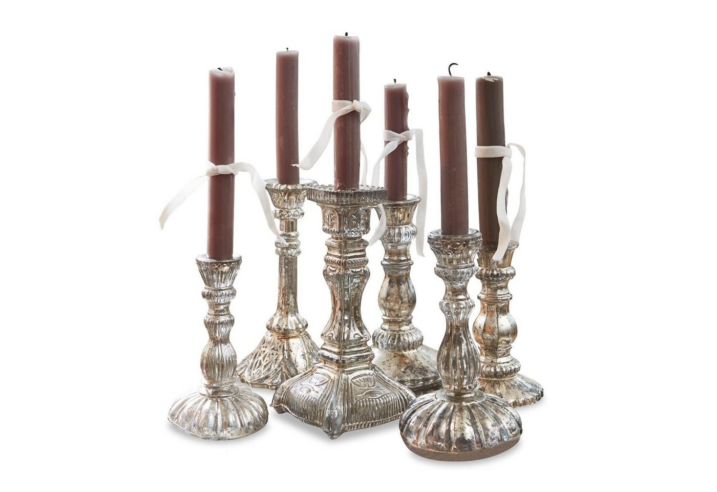 Mirabeau Kerzenständer Kerzenständer 6er Set Adolpha antiksilber von Mirabeau