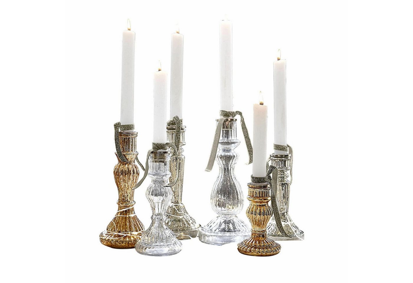 Mirabeau Kerzenständer Kerzenständer 6er Set Quirène gold/klar von Mirabeau