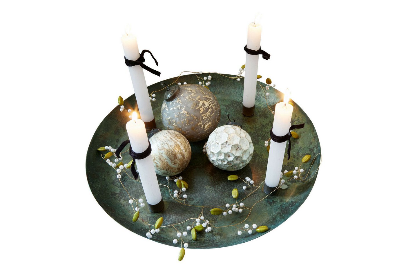 Mirabeau Kerzenständer Kerzentablett Valenzas antikgrün/gold Mirabeau Kerzenständer Kerzentablett Valenzas antikgrün/gold von Mirabeau