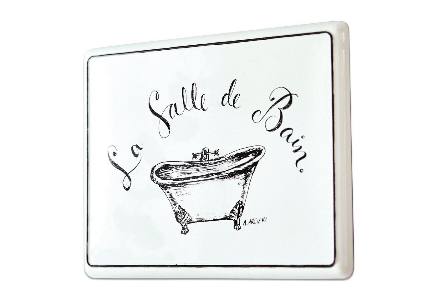 Mirabeau Wanddekoobjekt Deko-Schild La salle de bain weiß von Mirabeau