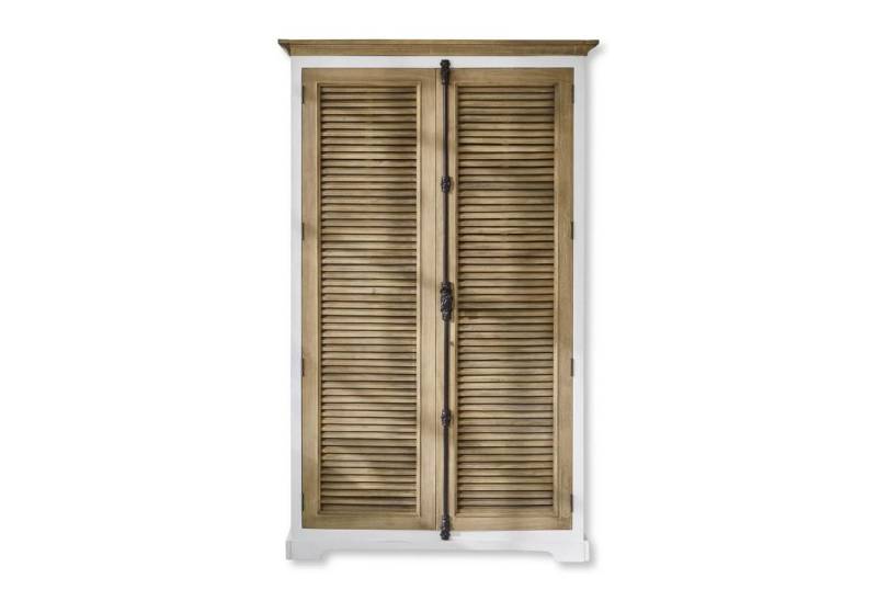 Mirabeau Schrankmodule charmanter Kleiderschrank Comtois aus Mangoholz im Landhausstil braun (Lamellentüren, Kleiderstange, Ablagen & Schubladen) Garderobe, Schrank, B 110cm, H 180cm, T 60cm von Mirabeau