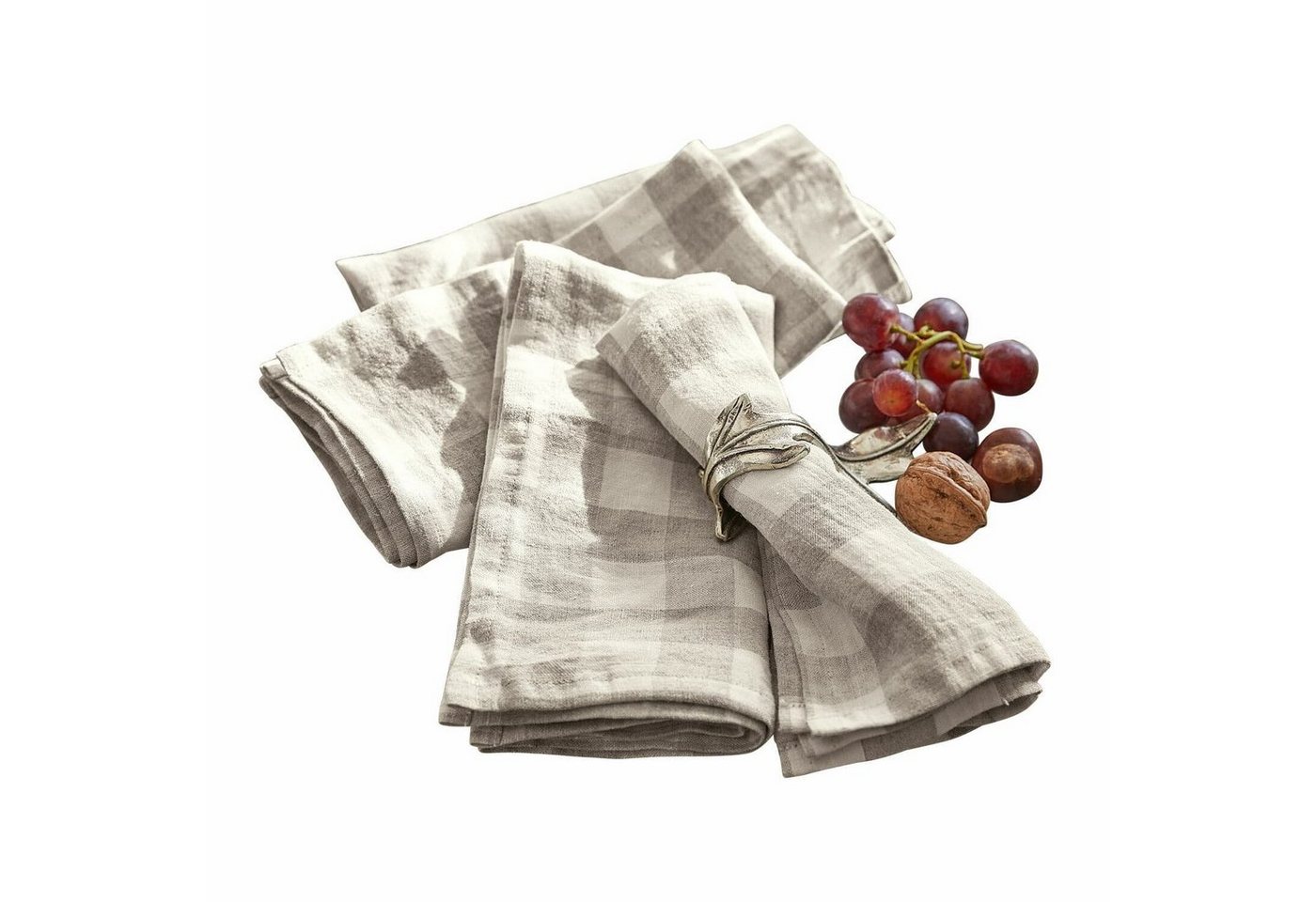 Mirabeau Stoffserviette Serviette 4er Set Esperance beige/weiß von Mirabeau