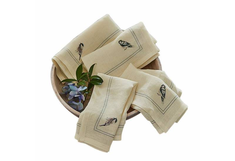 Mirabeau Stoffserviette Serviette 4er Set Taralga creme/blau von Mirabeau