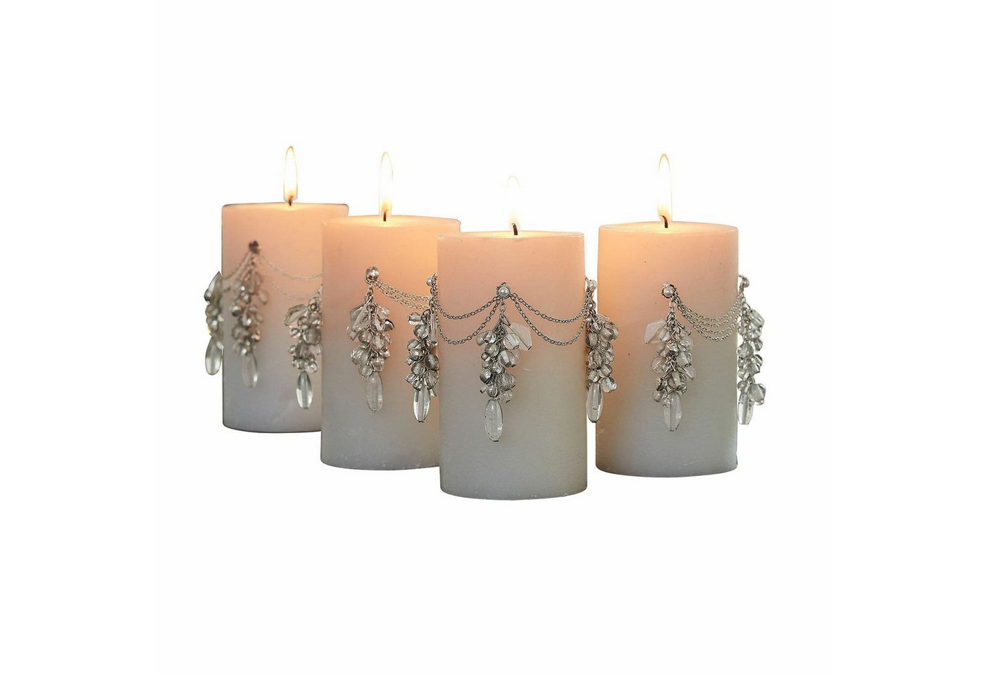 Mirabeau Stumpenkerze Deko-Pin 4er Set Gisolée silber (4er Set, 4er Set), none von Mirabeau