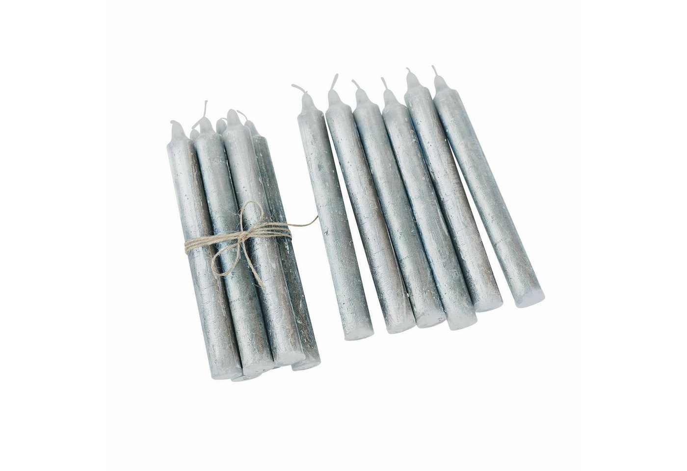 Mirabeau Stumpenkerze Kerze 12er Set Bauceau silber von Mirabeau