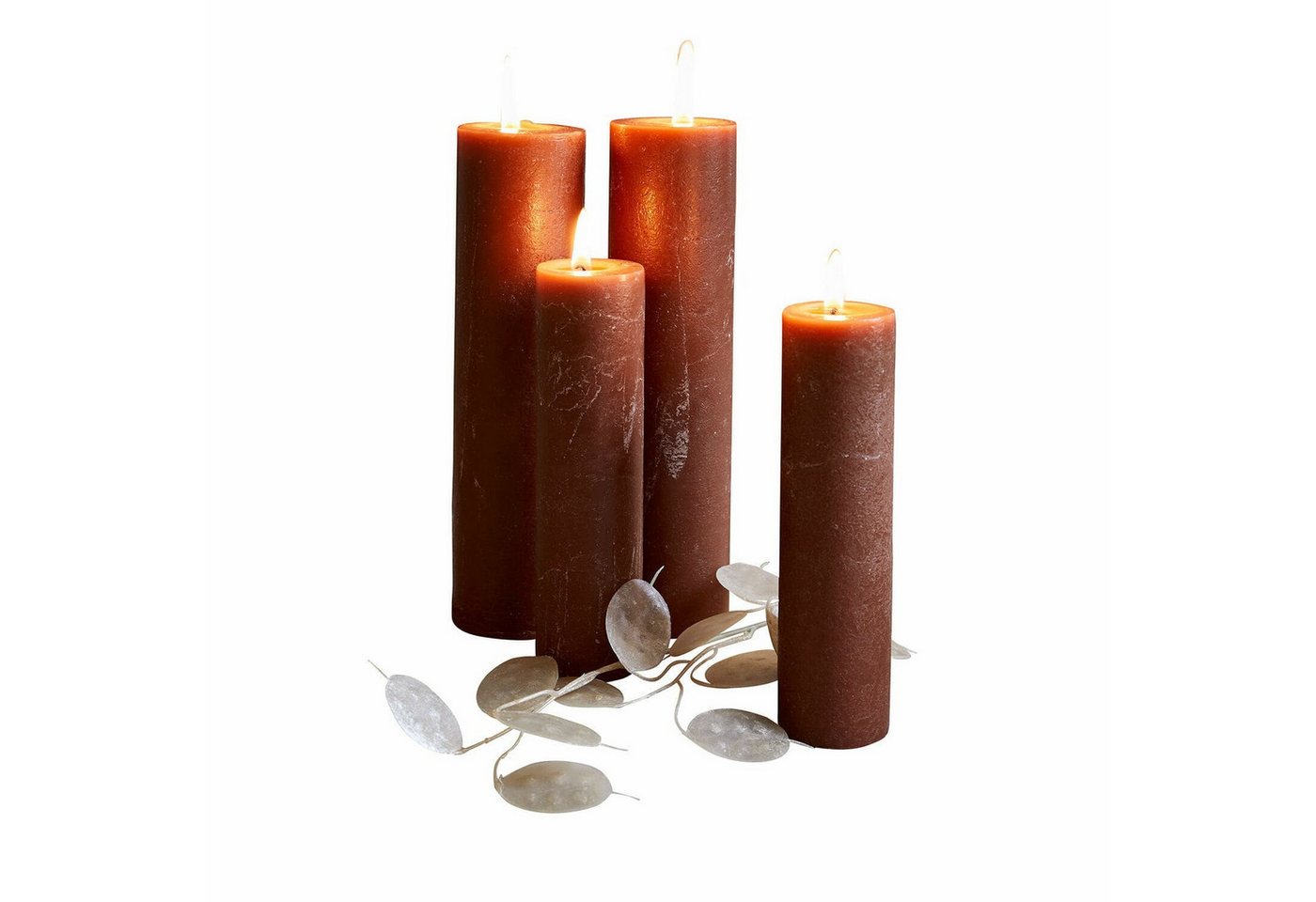 Mirabeau Stumpenkerze Kerze 4er Set Avinal rostrot von Mirabeau
