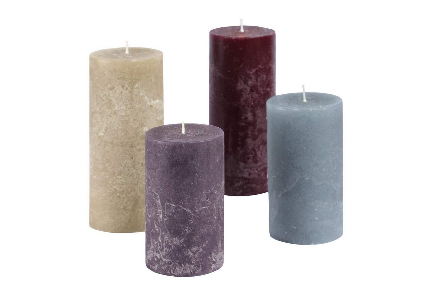 Mirabeau Stumpenkerze Kerze 4er Set Berekua grau/taupe/lila von Mirabeau