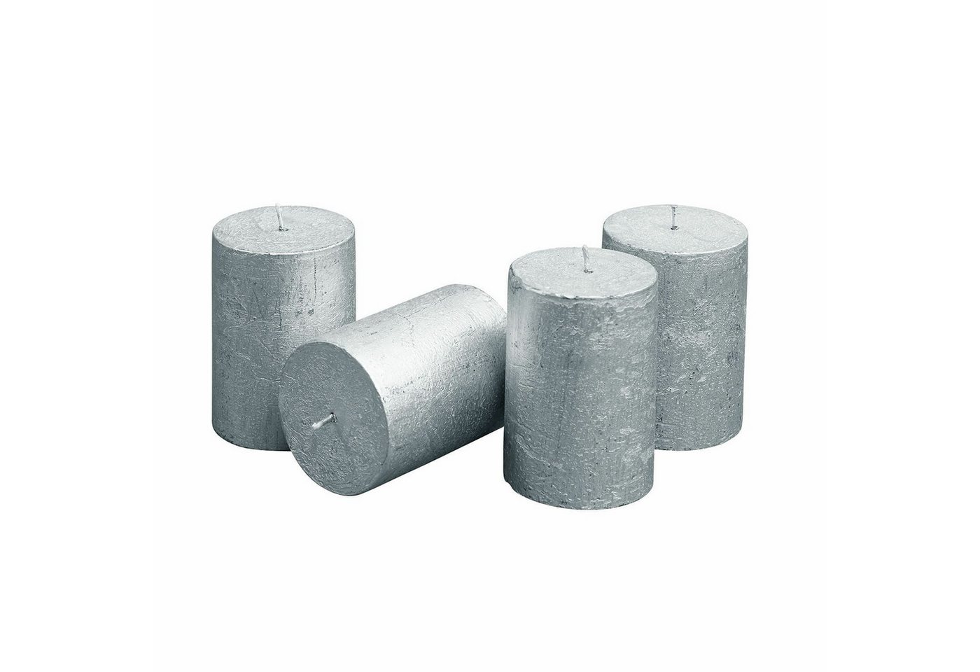Mirabeau Stumpenkerze Kerze 4er Set Virrans silber von Mirabeau