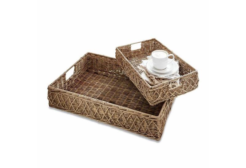 Mirabeau Tablett Tablett 2er Set Cordillera braun, Rattan, Gestell: Eisen von Mirabeau