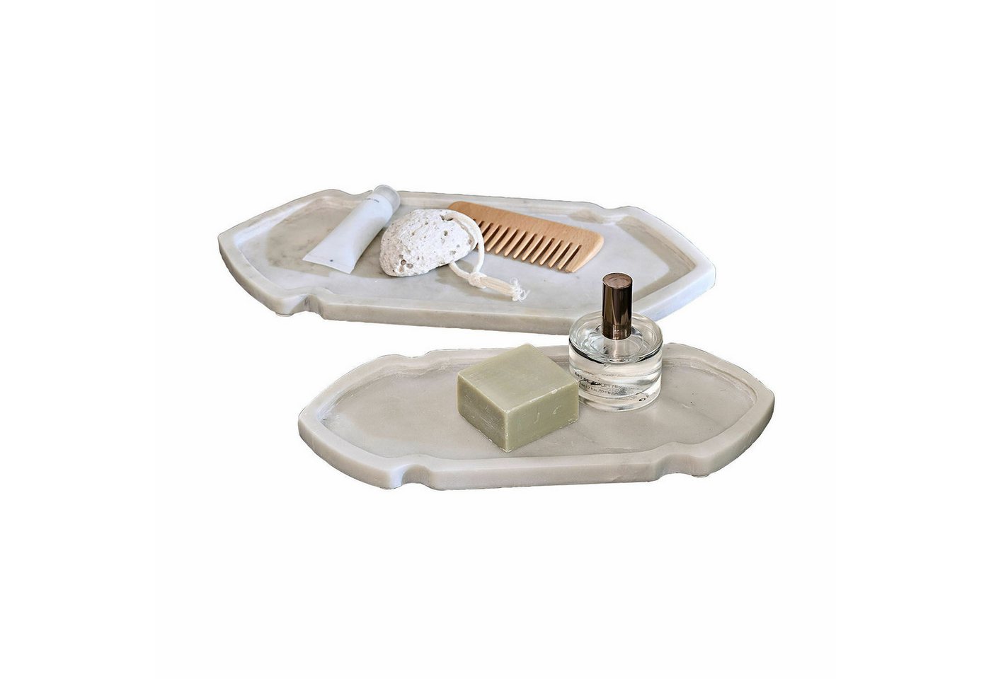 Mirabeau Tablett Tablett 2er Set Zafrina creme, Marmor von Mirabeau